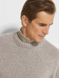 Sweaters>ZEGNA Light Taupe Mélange Oasi Cashmere Crewneck LightTaupeMélange