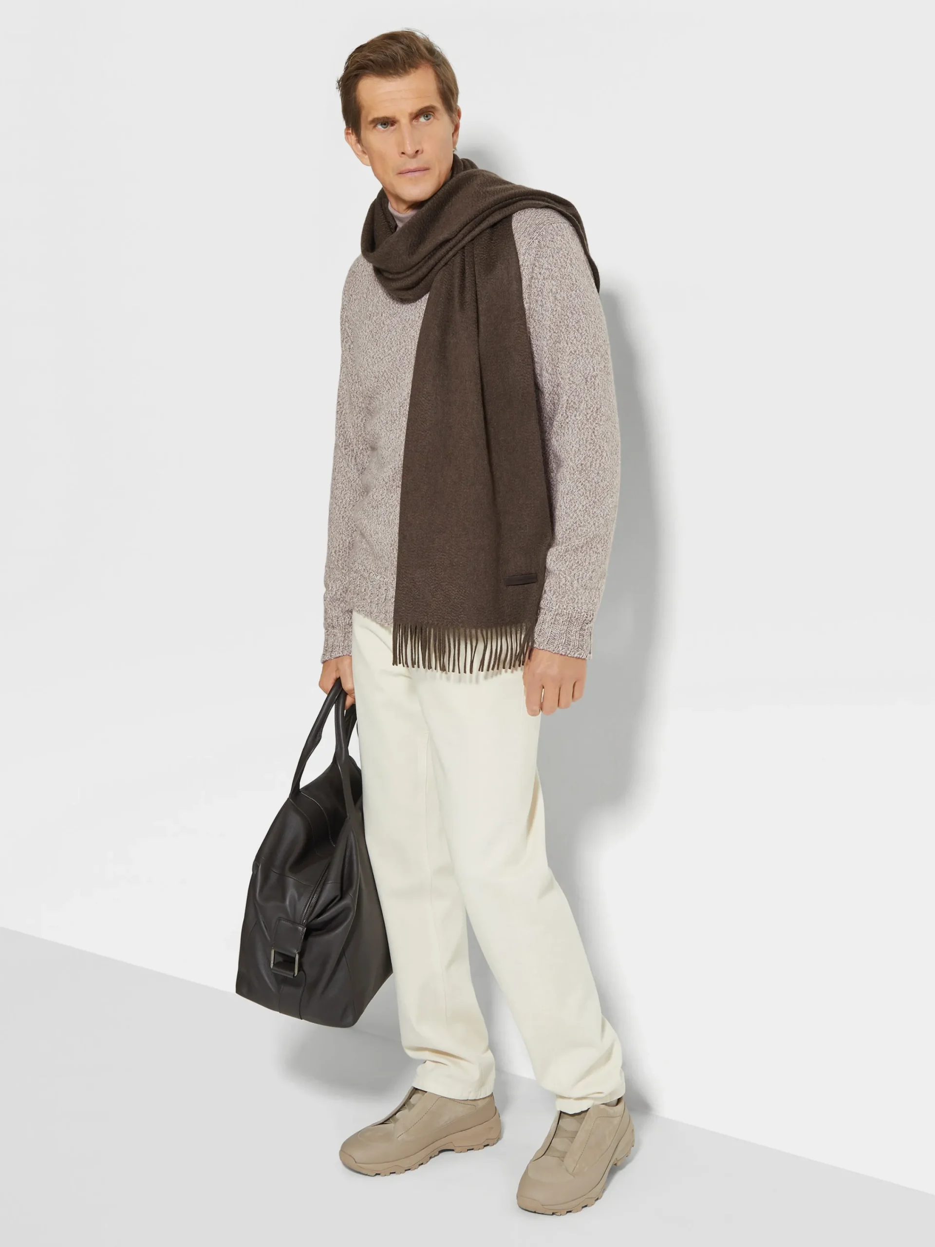 Sweaters>ZEGNA Light Taupe Mélange Oasi Cashmere Crewneck LightTaupeMélange