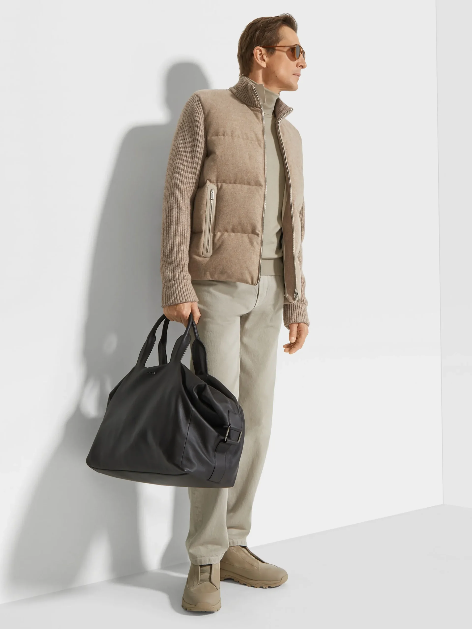 Down Jackets|Jackets And Coats>ZEGNA Light Taupe Multimélange Oasi Cashmere Full Zip Blouson LightTaupeMultimélange