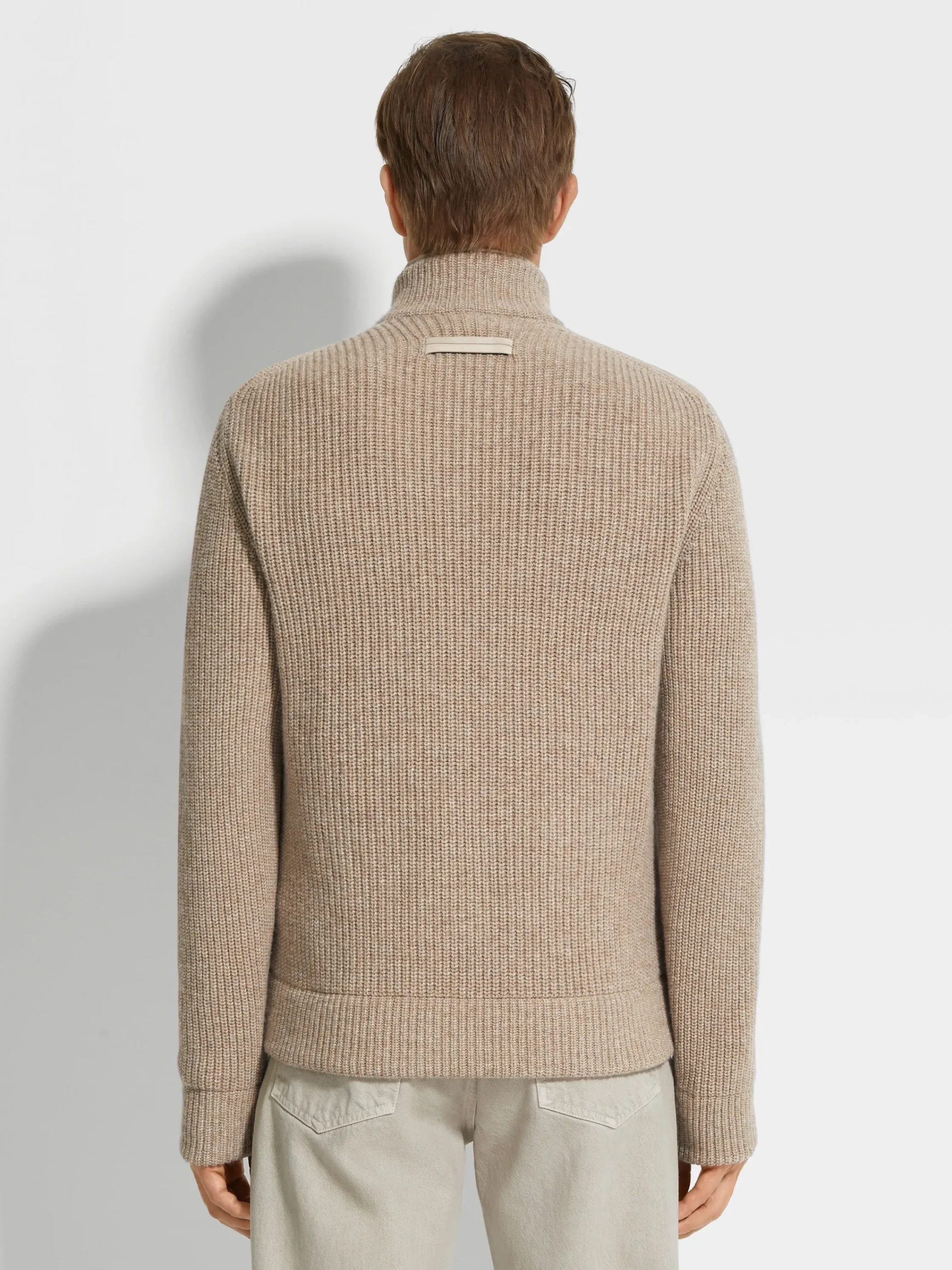 Down Jackets|Jackets And Coats>ZEGNA Light Taupe Multimélange Oasi Cashmere Full Zip Blouson LightTaupeMultimélange