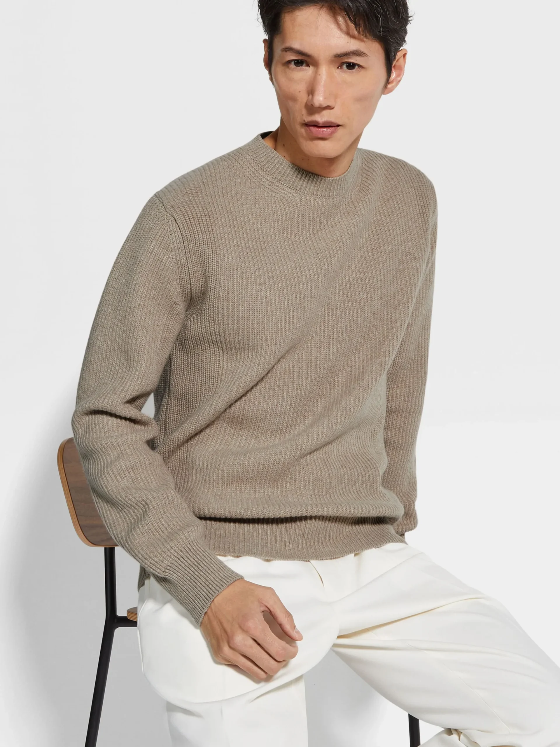 Travel In Style|Sweaters>ZEGNA Light Taupe Oasi Cashmere Crewneck LightTaupe