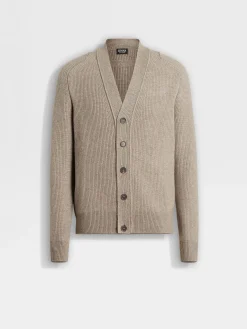 Travel In Style|Sweaters>ZEGNA Light Taupe Oasi Cashmere Cardigan LightTaupe