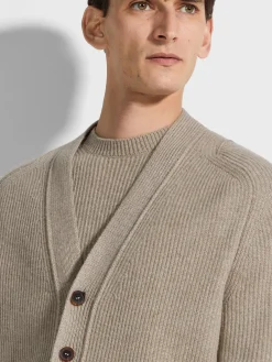 Travel In Style|Sweaters>ZEGNA Light Taupe Oasi Cashmere Cardigan LightTaupe