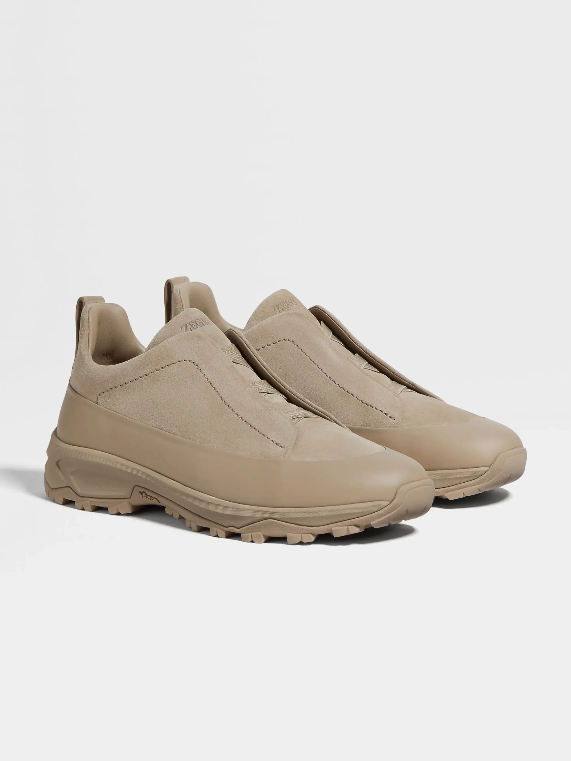 Travel In Style|Sneakers>ZEGNA Light Taupe Suede and Leather Triple Stitch™ Monte Sneakers LightTaupe