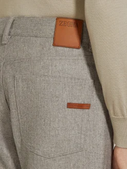 Jeans>ZEGNA Light Taupe Wool and Cashmere Roccia Pants LightTaupe