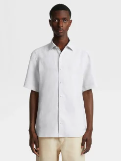 Shirts>ZEGNA Linen Shirt White
