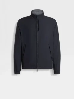 Jackets And Coats>ZEGNA Microfiber Reversible Brezza Blouson NavyBlue/Grey