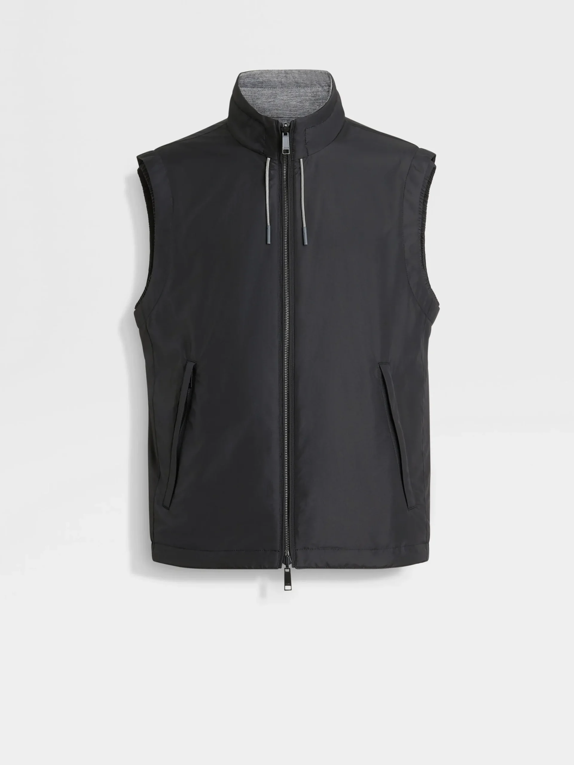 Jackets And Coats>ZEGNA Microfiber Reversible Brezza Vest Black/Grey