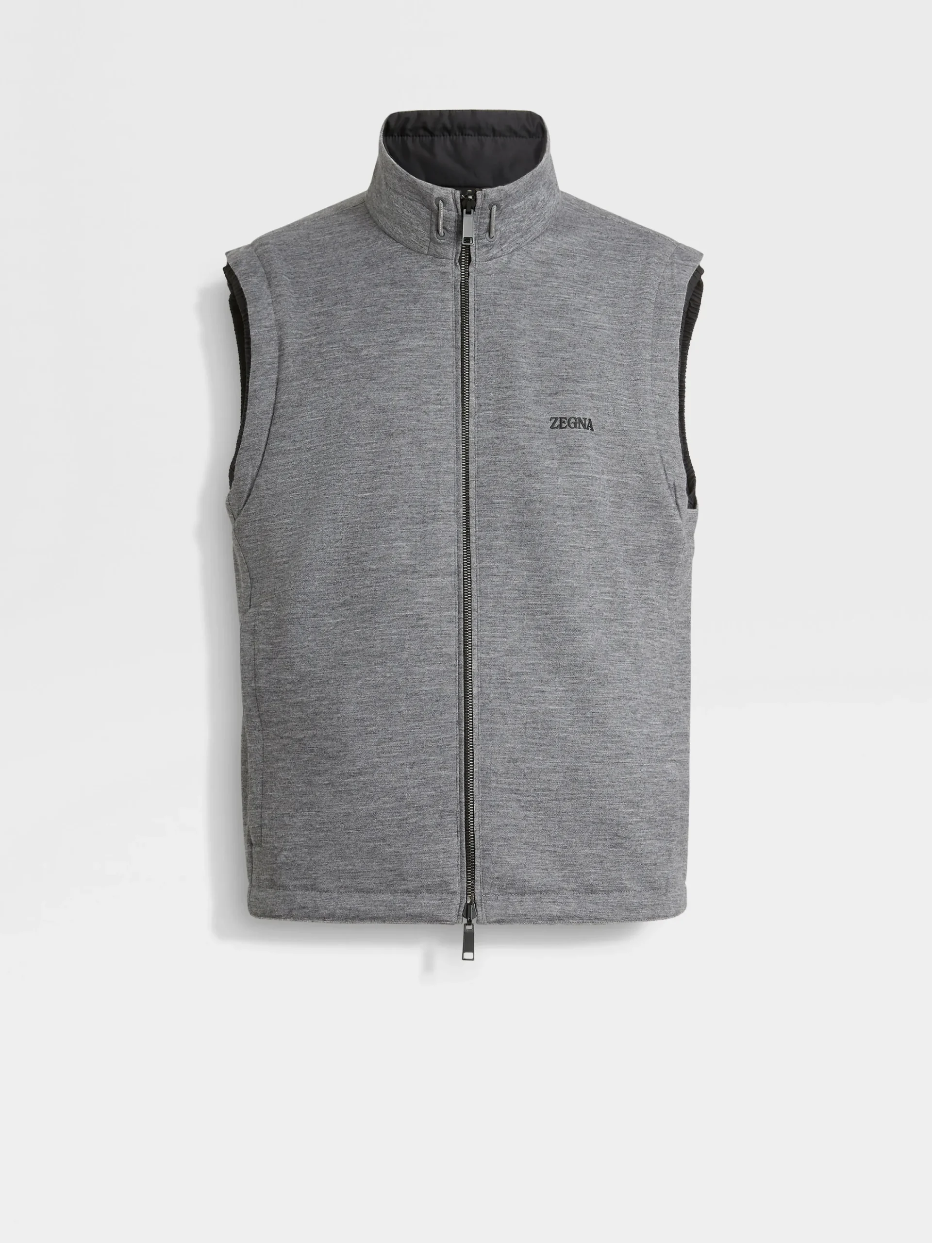 Jackets And Coats>ZEGNA Microfiber Reversible Brezza Vest Black/Grey