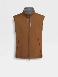 Jackets And Coats>ZEGNA Microfiber Reversible Brezza Vest DarkFoliage/Grey
