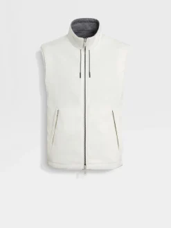 Jackets And Coats>ZEGNA Microfiber Reversible Brezza Vest White/Grey