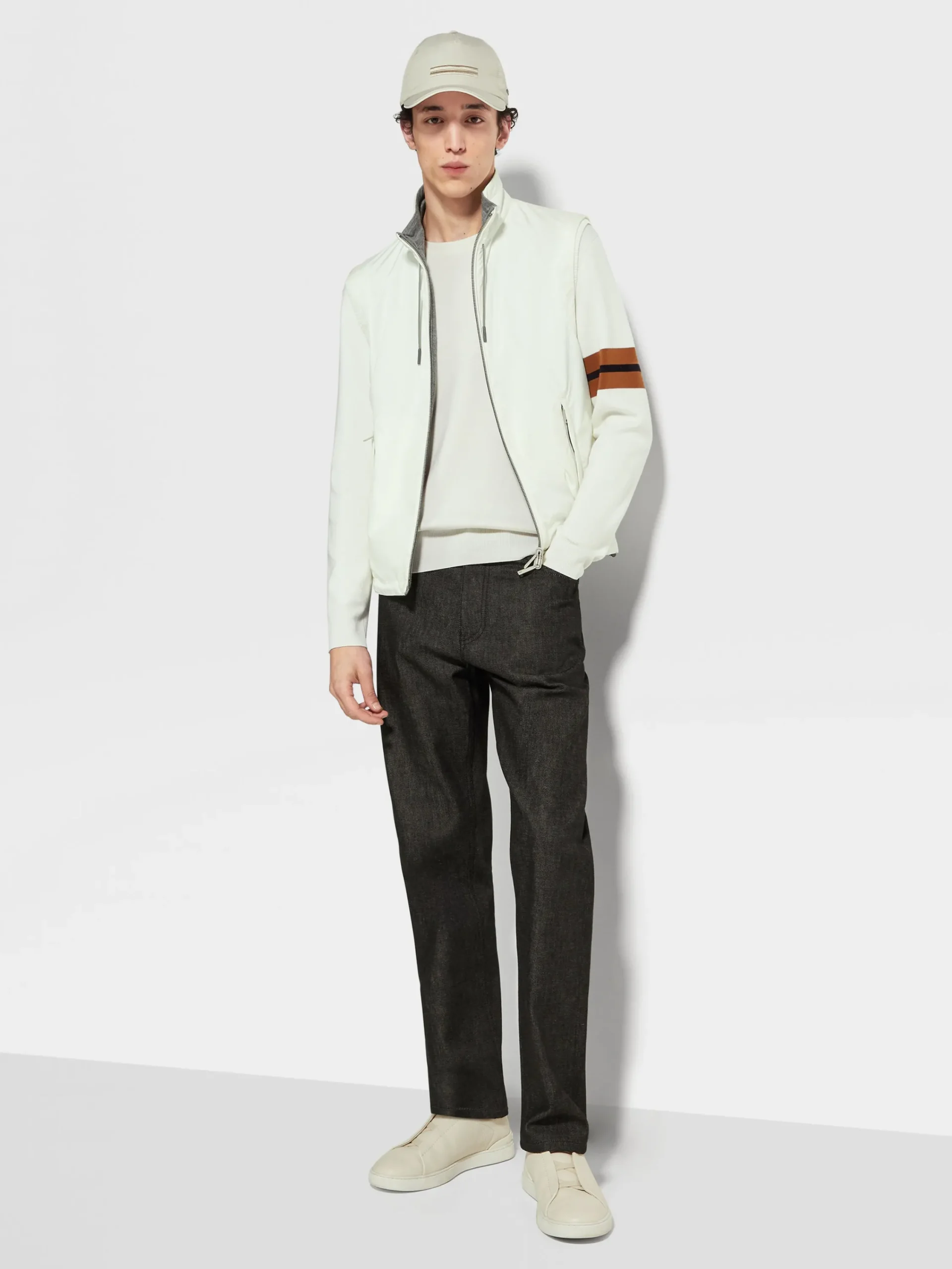 Jackets And Coats>ZEGNA Microfiber Reversible Brezza Vest White/Grey