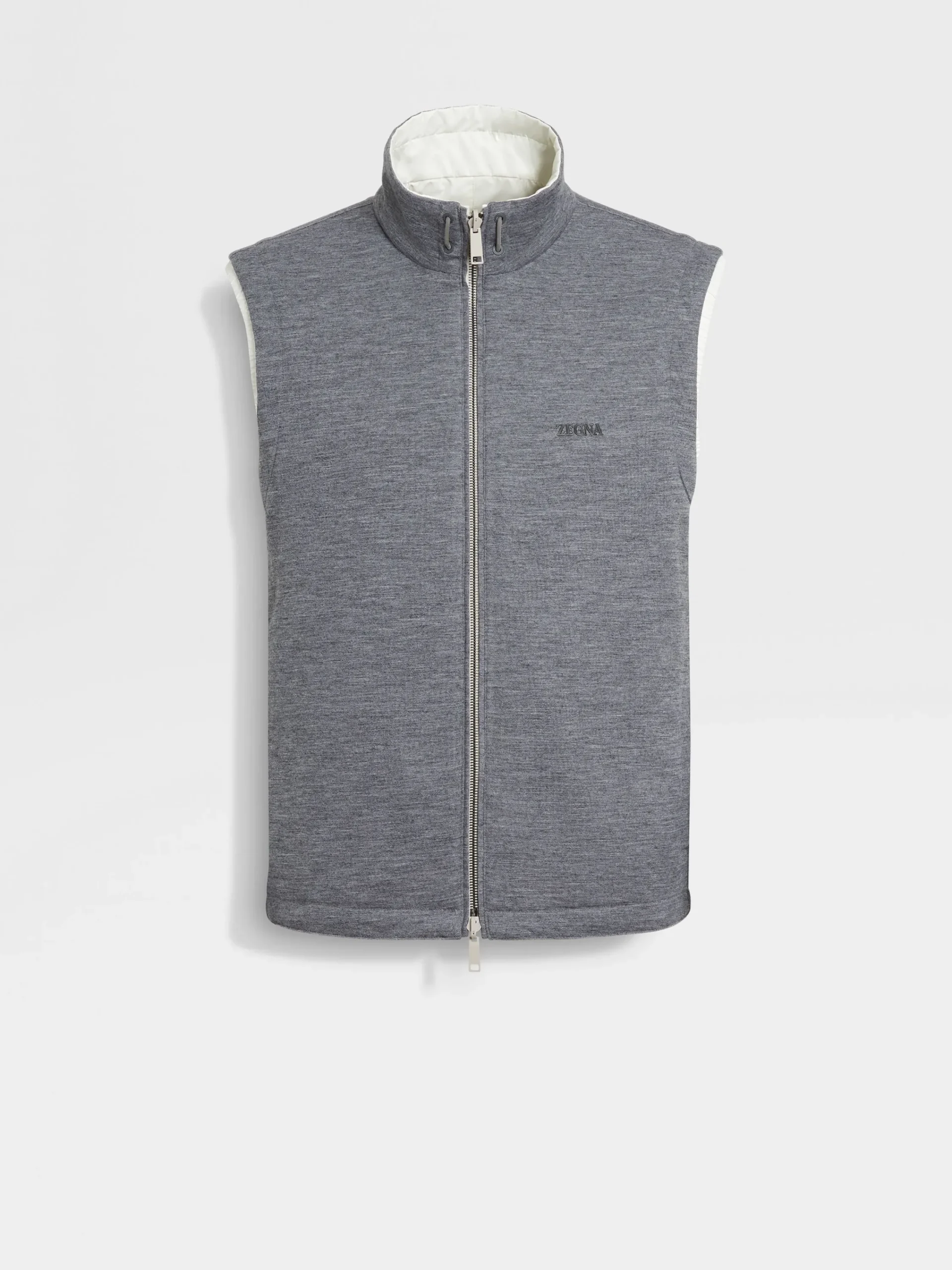 Jackets And Coats>ZEGNA Microfiber Reversible Brezza Vest White/Grey