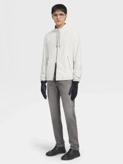 Jackets And Coats>ZEGNA Microfiber Reversible Brezza Blouson White/Grey