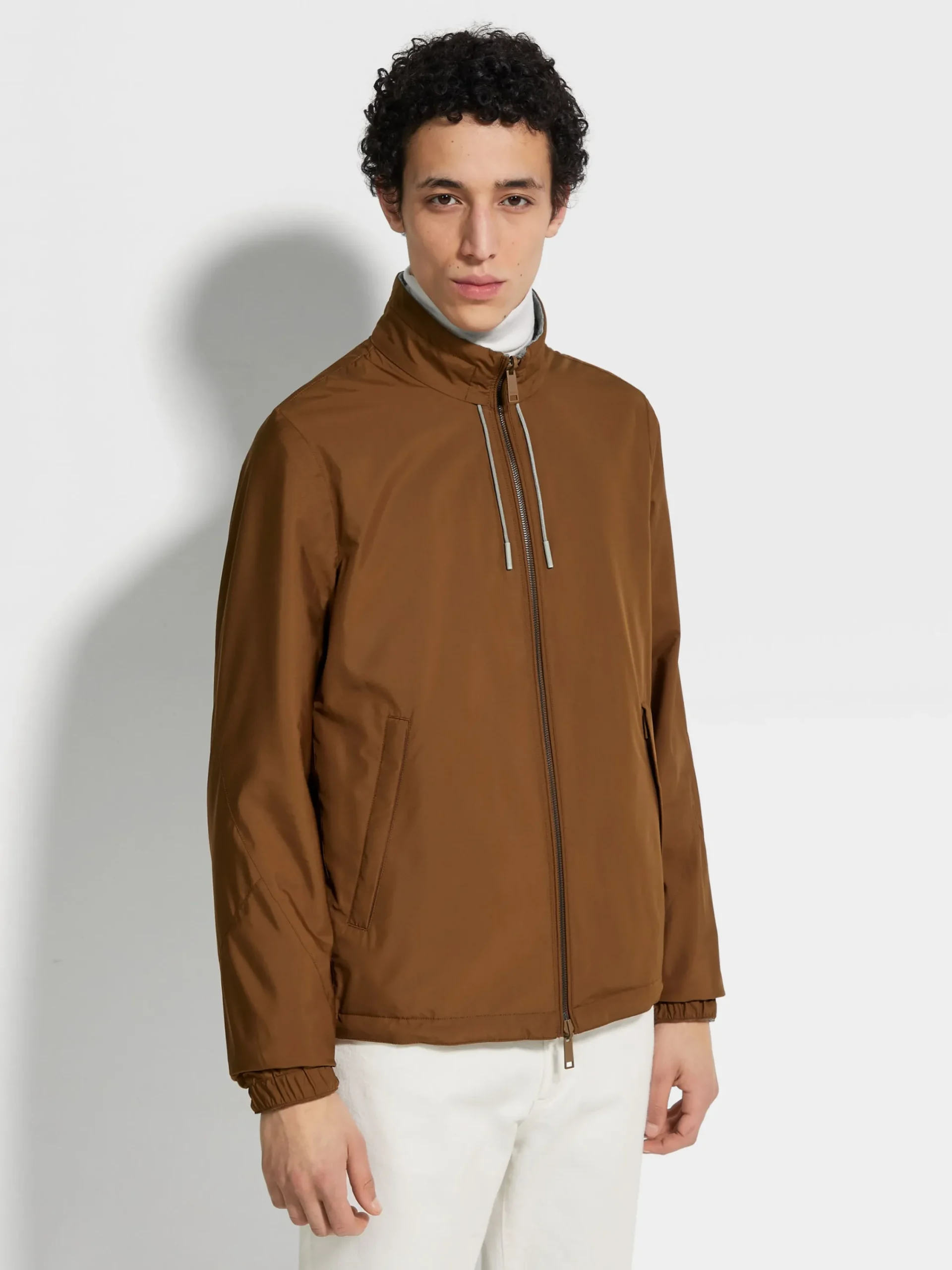Jackets And Coats>ZEGNA Microfiber Reversible Brezza Blouson DarkFoliage/Grey