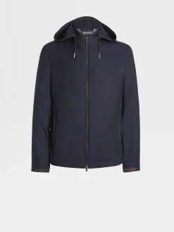 Jackets And Coats>ZEGNA 12milmil12 Wool Padded Hooded Blouson NavyBlue