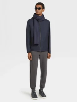 Jackets And Coats>ZEGNA 12milmil12 Wool Padded Hooded Blouson NavyBlue