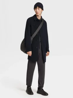 Jackets And Coats>ZEGNA 12milmil12 Wool Trench Coat NavyBlue