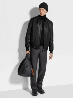 Jackets And Coats>ZEGNA Nappa Leather Bomber Black