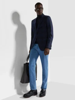 Blazers>ZEGNA Navy Blue and Blue 15milmil15 Wool Jacket NavyBlue/Blue