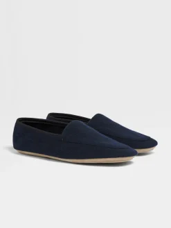 Small Gifts|Lifestyle And Luxury Home Accessories>ZEGNA Navy Blue Cashmere Slippers NavyBlue