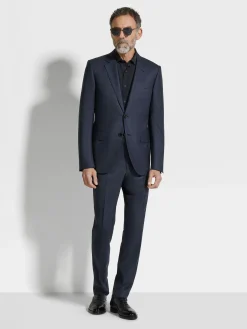 Suits>ZEGNA Navy Blue Centoventimila Wool Suit NavyBlue