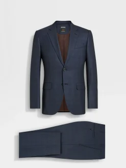 Suits>ZEGNA Navy Blue Centoventimila Wool Suit NavyBlue