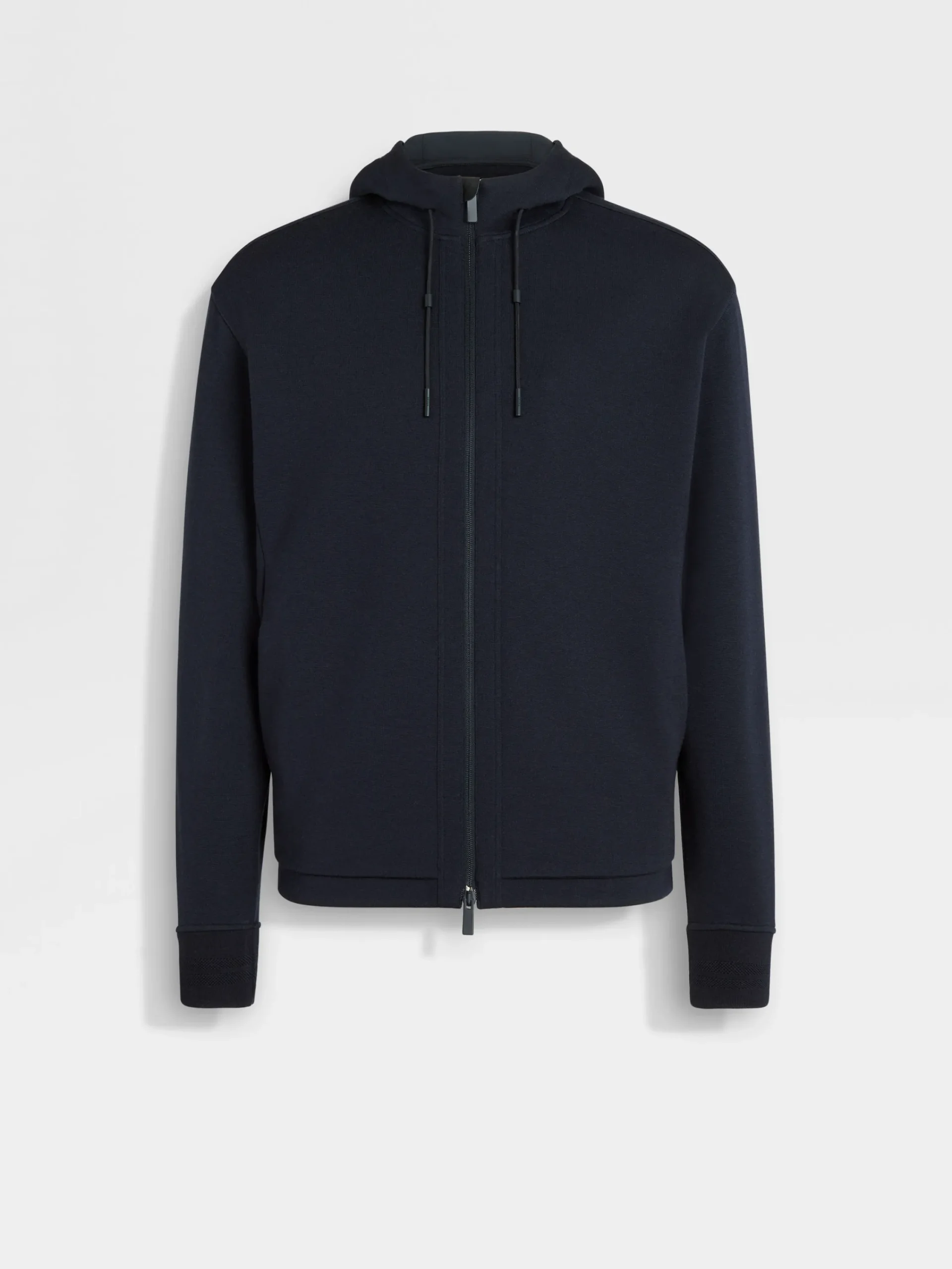 Joggers And Sweatshirts>ZEGNA Navy Blue High Performance™ Wool Blend Hoodie NavyBlue