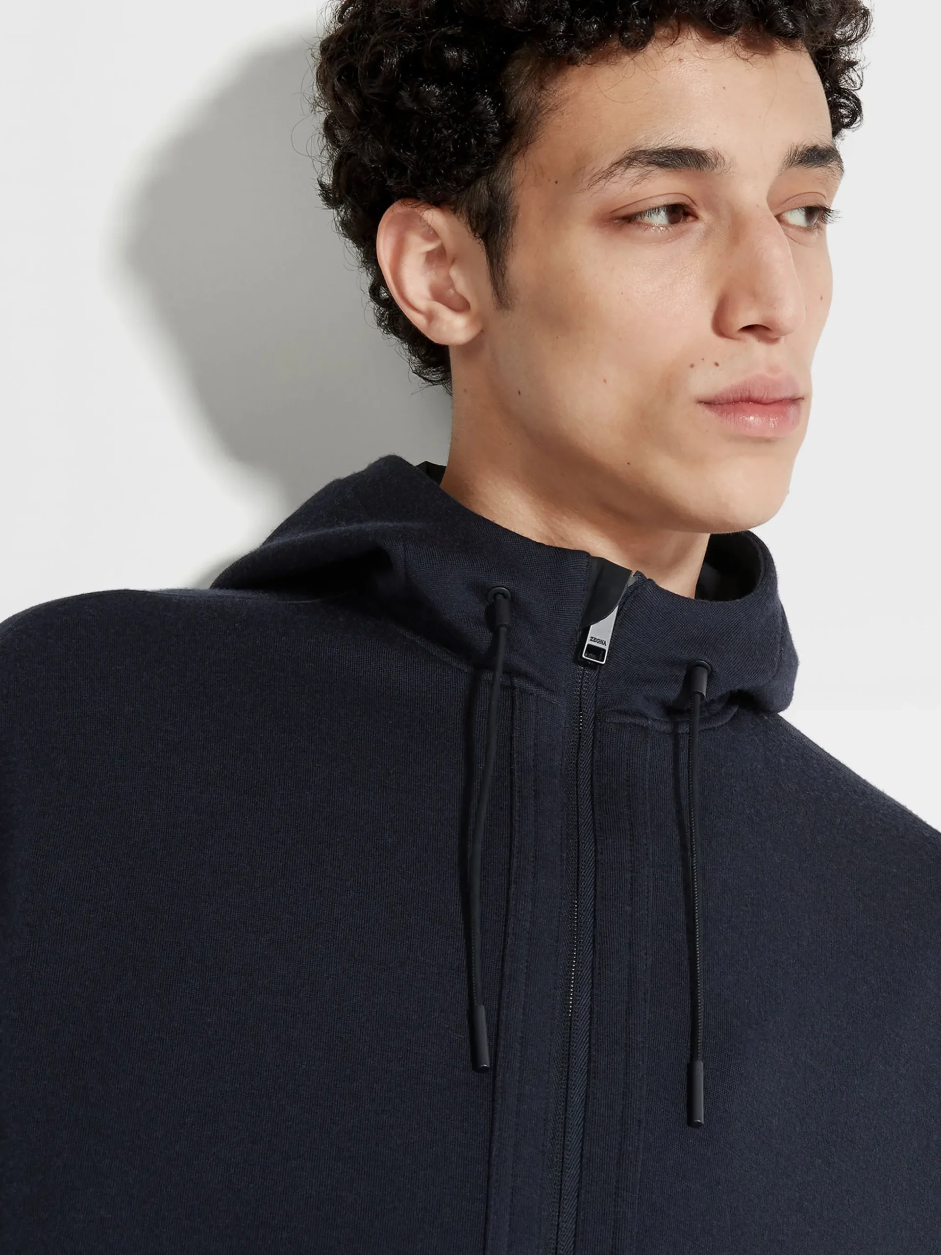 Joggers And Sweatshirts>ZEGNA Navy Blue High Performance™ Wool Blend Hoodie NavyBlue
