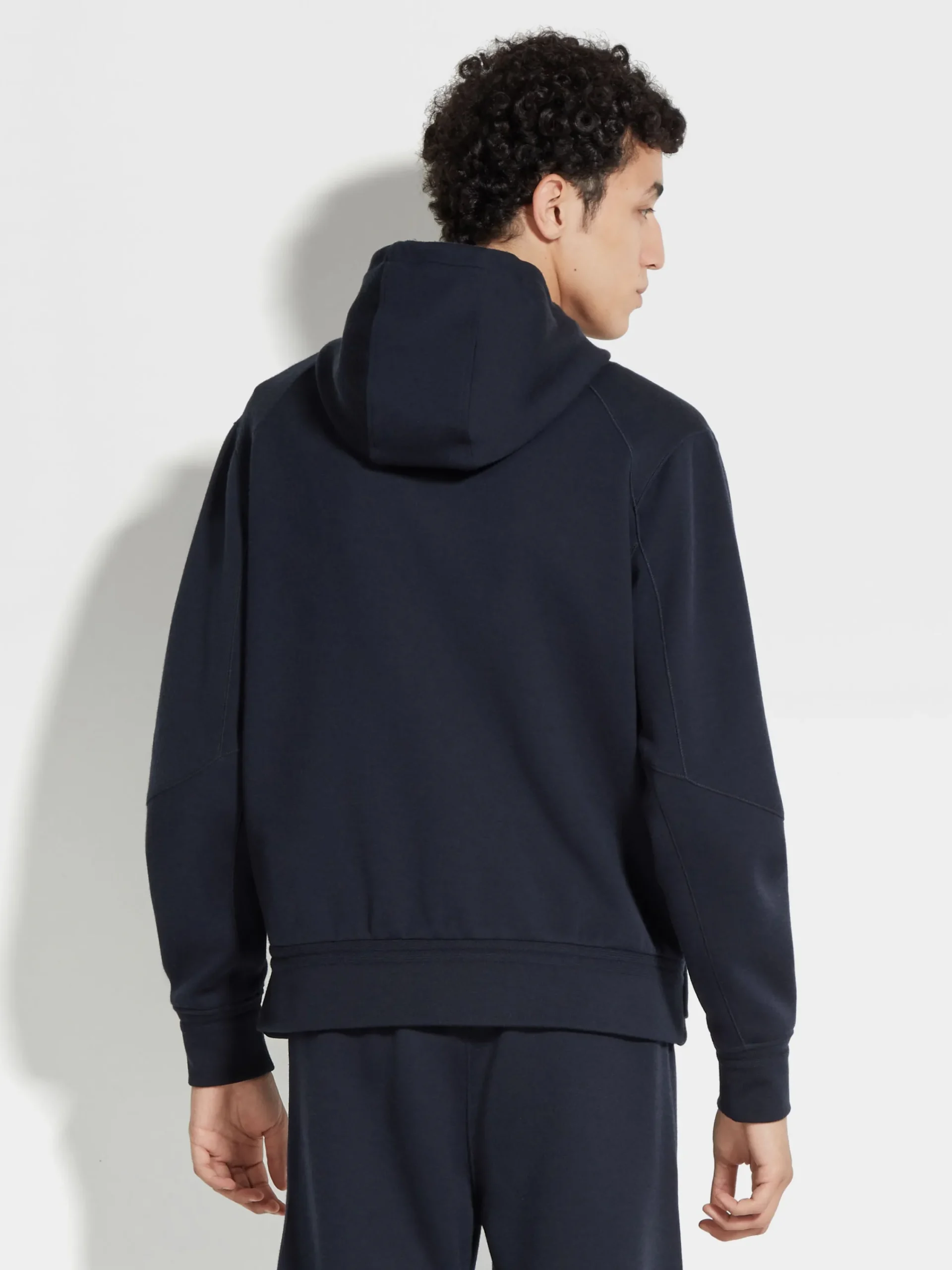 Joggers And Sweatshirts>ZEGNA Navy Blue High Performance™ Wool Blend Hoodie NavyBlue