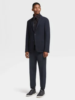 Blazers>ZEGNA Navy Blue High Performance™ Jersey Jacket NavyBlue