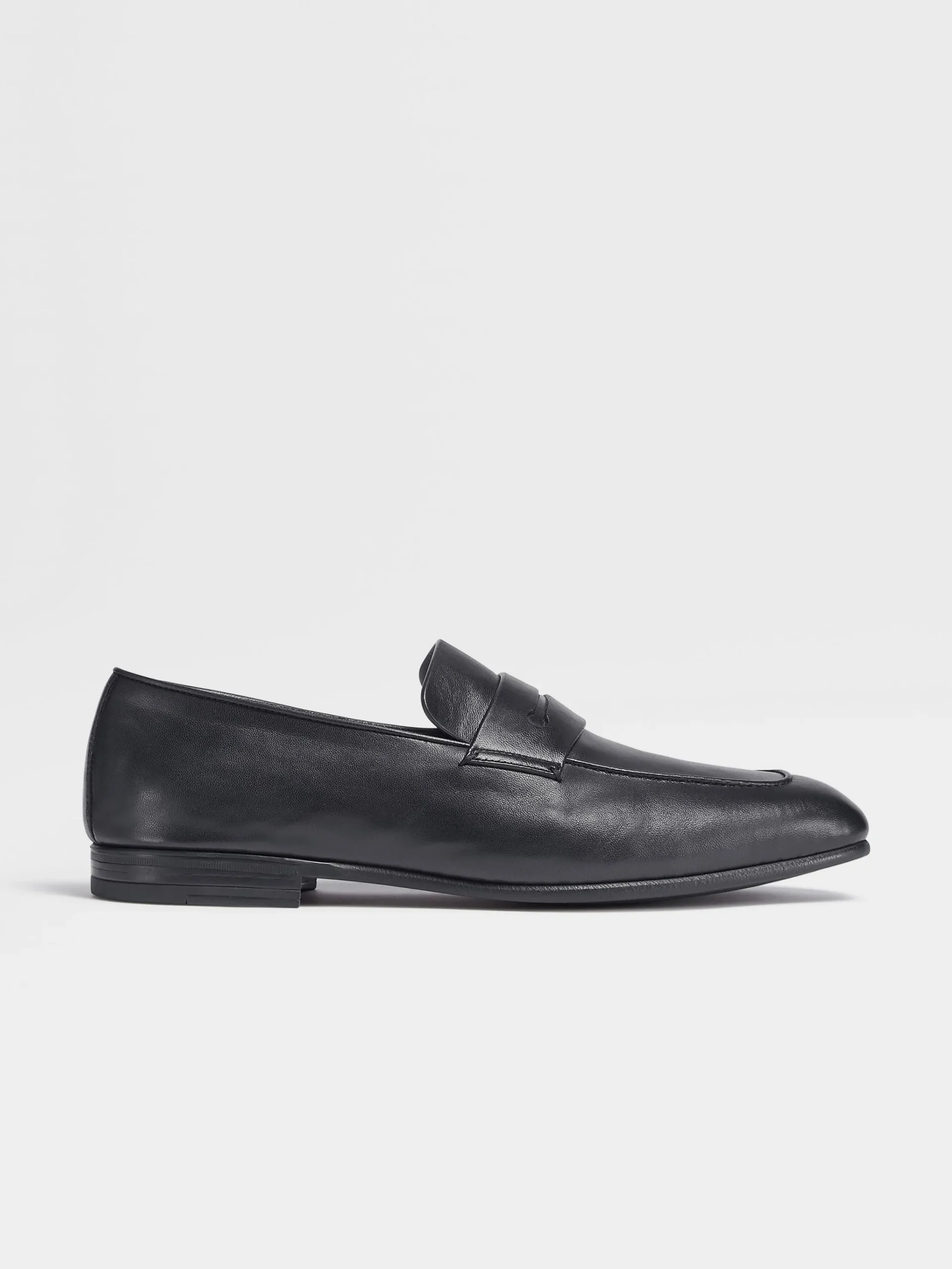 Loafers>ZEGNA Navy Blue Leather L'Asola Loafers NavyBlue