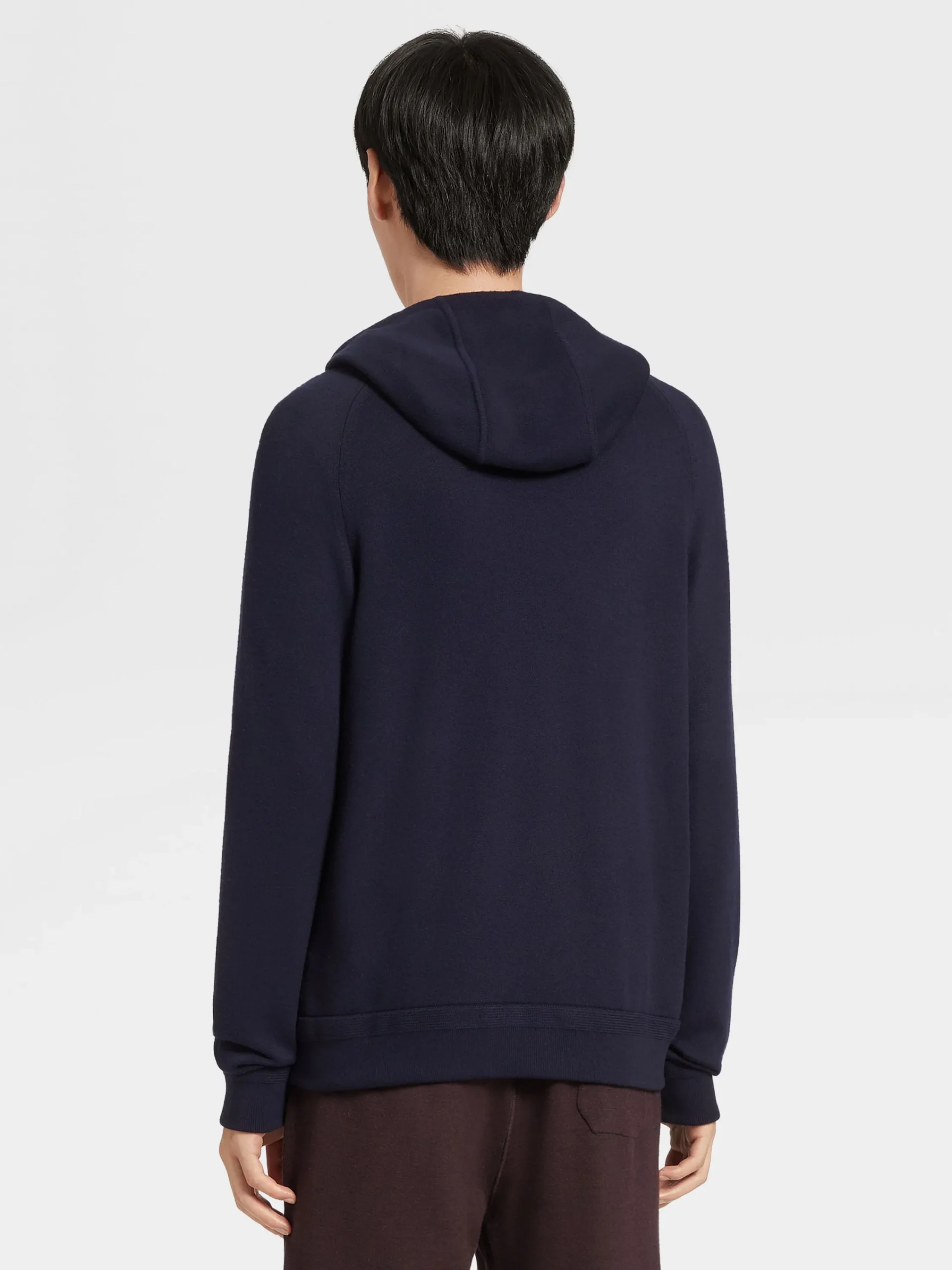 Joggers And Sweatshirts|Sweaters>ZEGNA Navy Blue 12milmil12 Wool Full Zip Hoodie NavyBlue