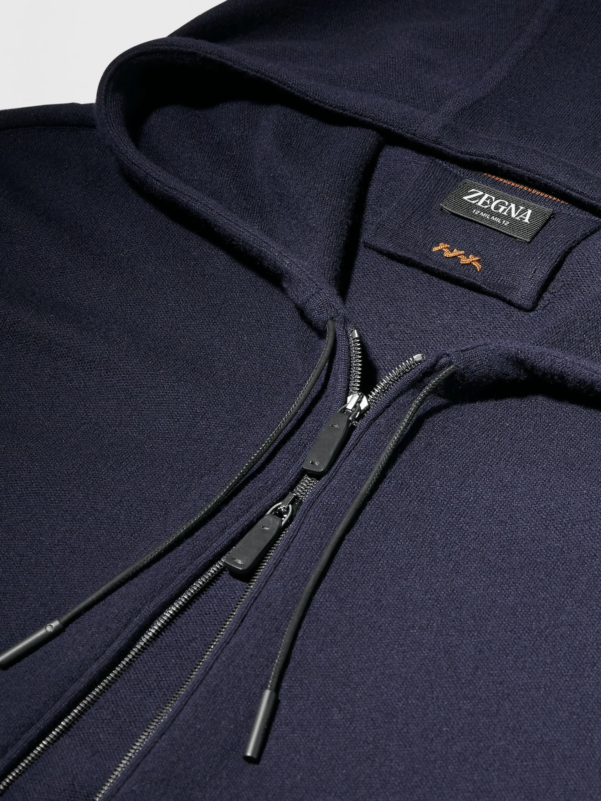 Joggers And Sweatshirts|Sweaters>ZEGNA Navy Blue 12milmil12 Wool Full Zip Hoodie NavyBlue