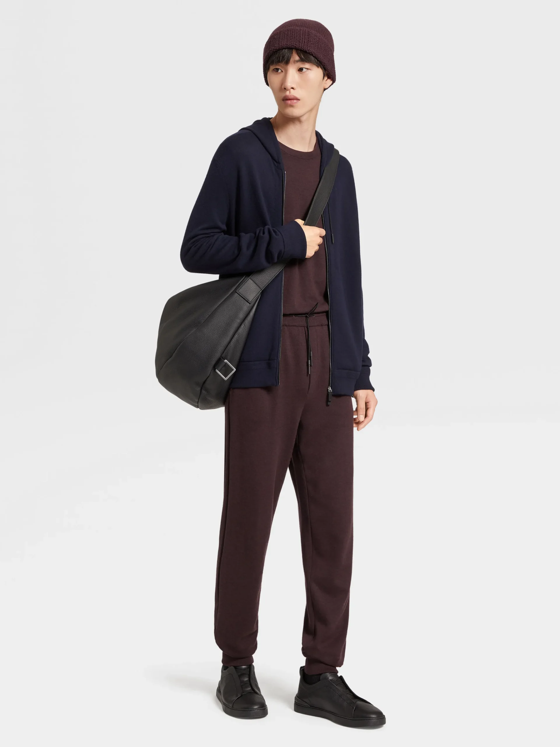 Joggers And Sweatshirts|Sweaters>ZEGNA Navy Blue 12milmil12 Wool Full Zip Hoodie NavyBlue