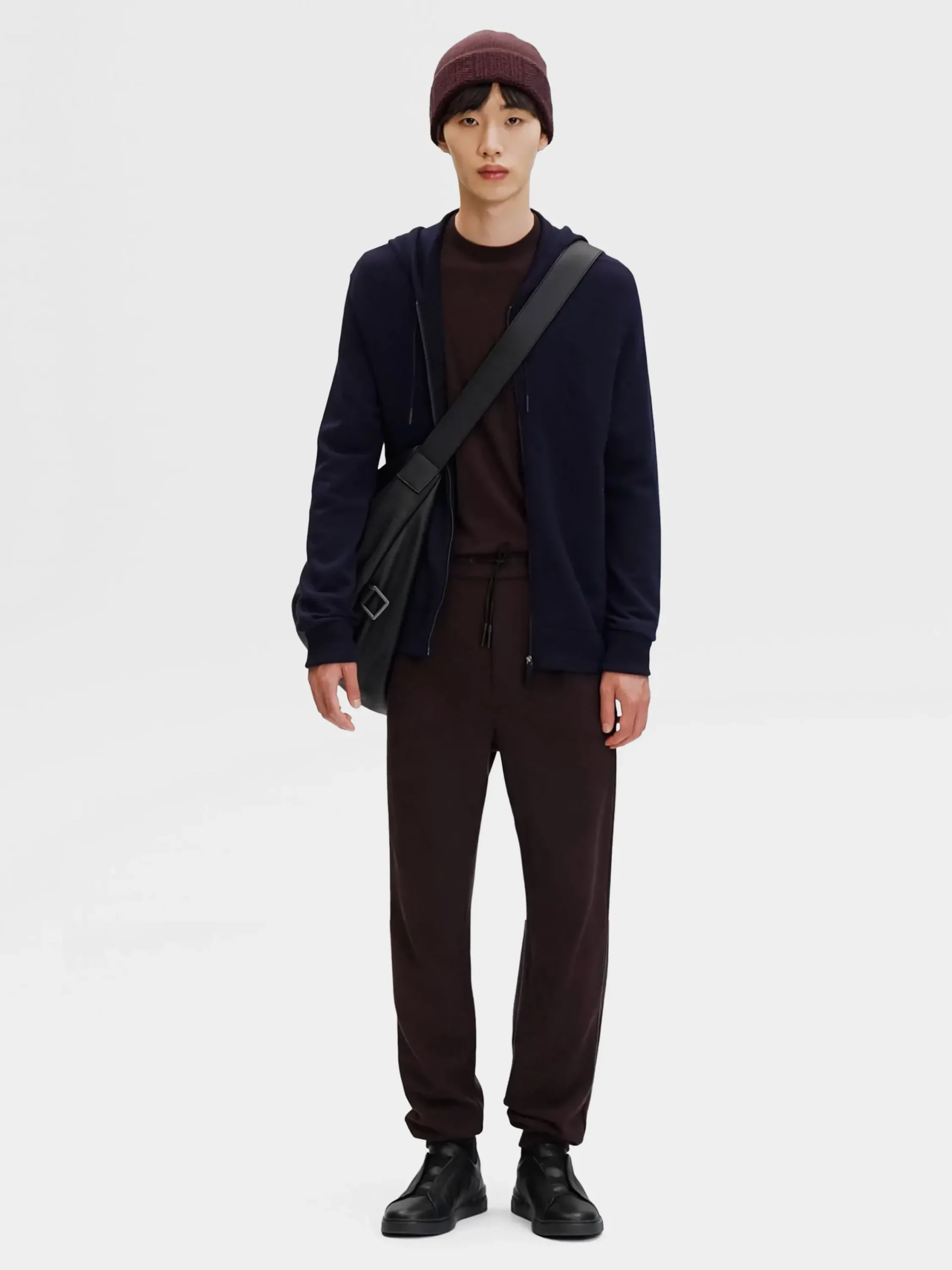 Joggers And Sweatshirts|Sweaters>ZEGNA Navy Blue 12milmil12 Wool Full Zip Hoodie NavyBlue