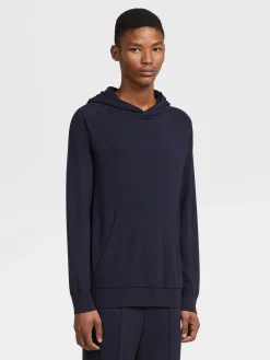 Joggers And Sweatshirts|Sweaters>ZEGNA Navy Blue 12milmil12 Wool Hoodie NavyBlue
