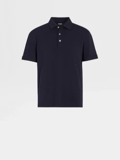 Polo Shirts>ZEGNA Navy Blue 12milmil12 Wool Polo Shirt NavyBlue
