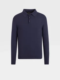 Polo Shirts|Sweaters>ZEGNA Navy Blue 12milmil12 Wool Polo Shirt NavyBlue