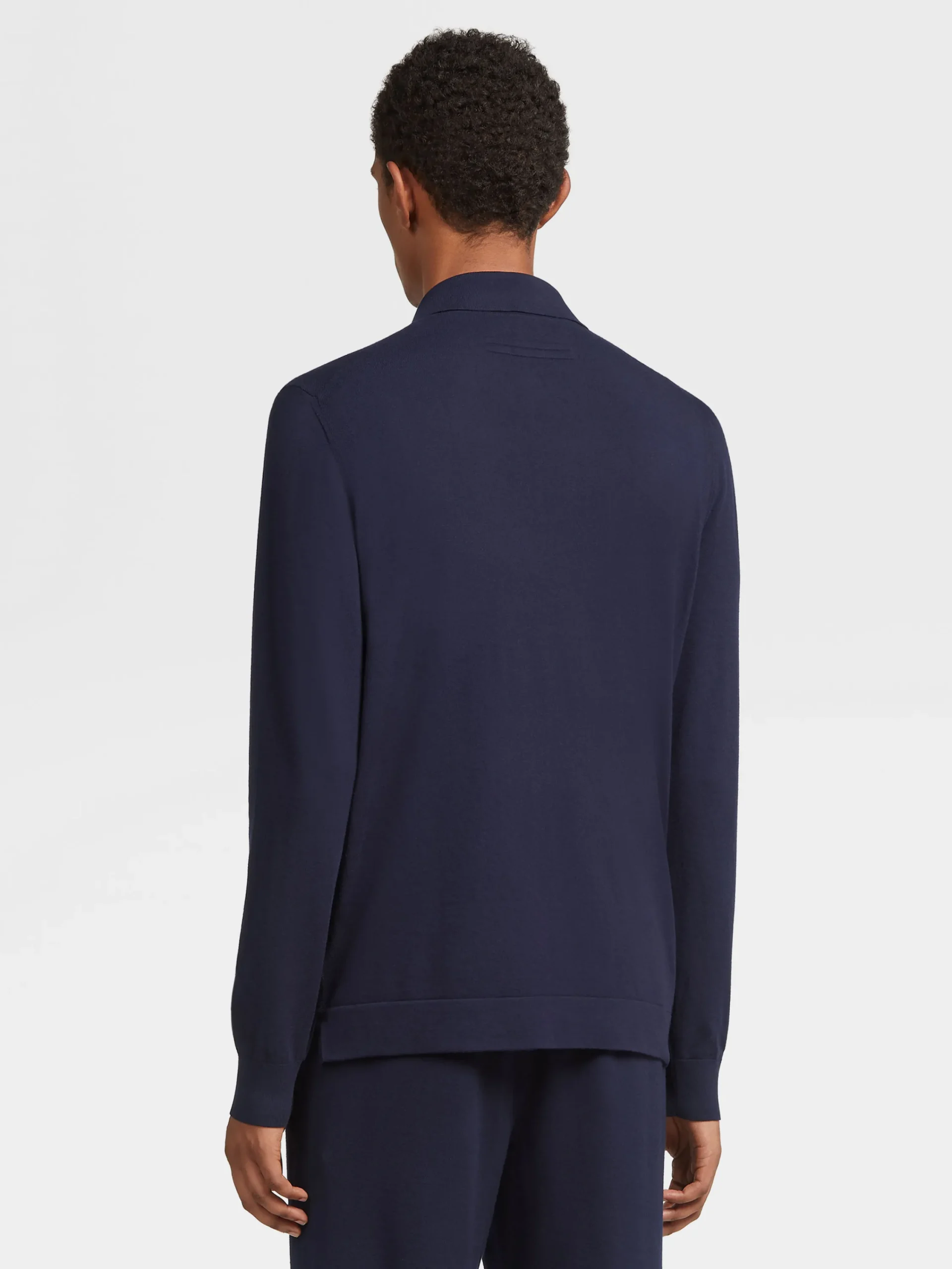 Polo Shirts|Sweaters>ZEGNA Navy Blue 12milmil12 Wool Polo Shirt NavyBlue