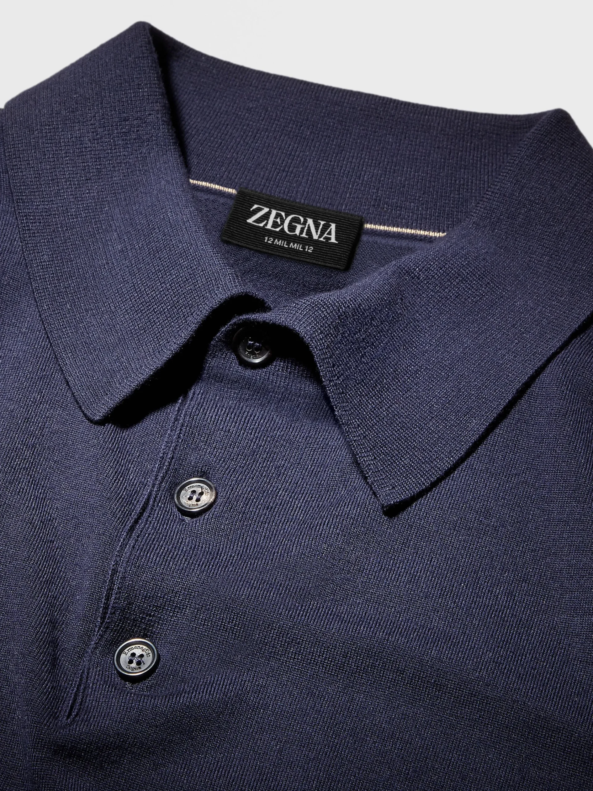 Polo Shirts|Sweaters>ZEGNA Navy Blue 12milmil12 Wool Polo Shirt NavyBlue