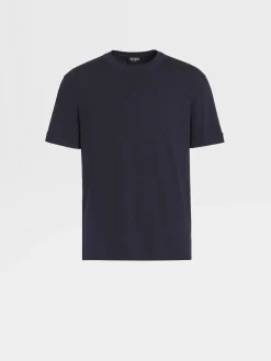 T-Shirts>ZEGNA Navy Blue 12milmil12 Wool T-shirt NavyBlue