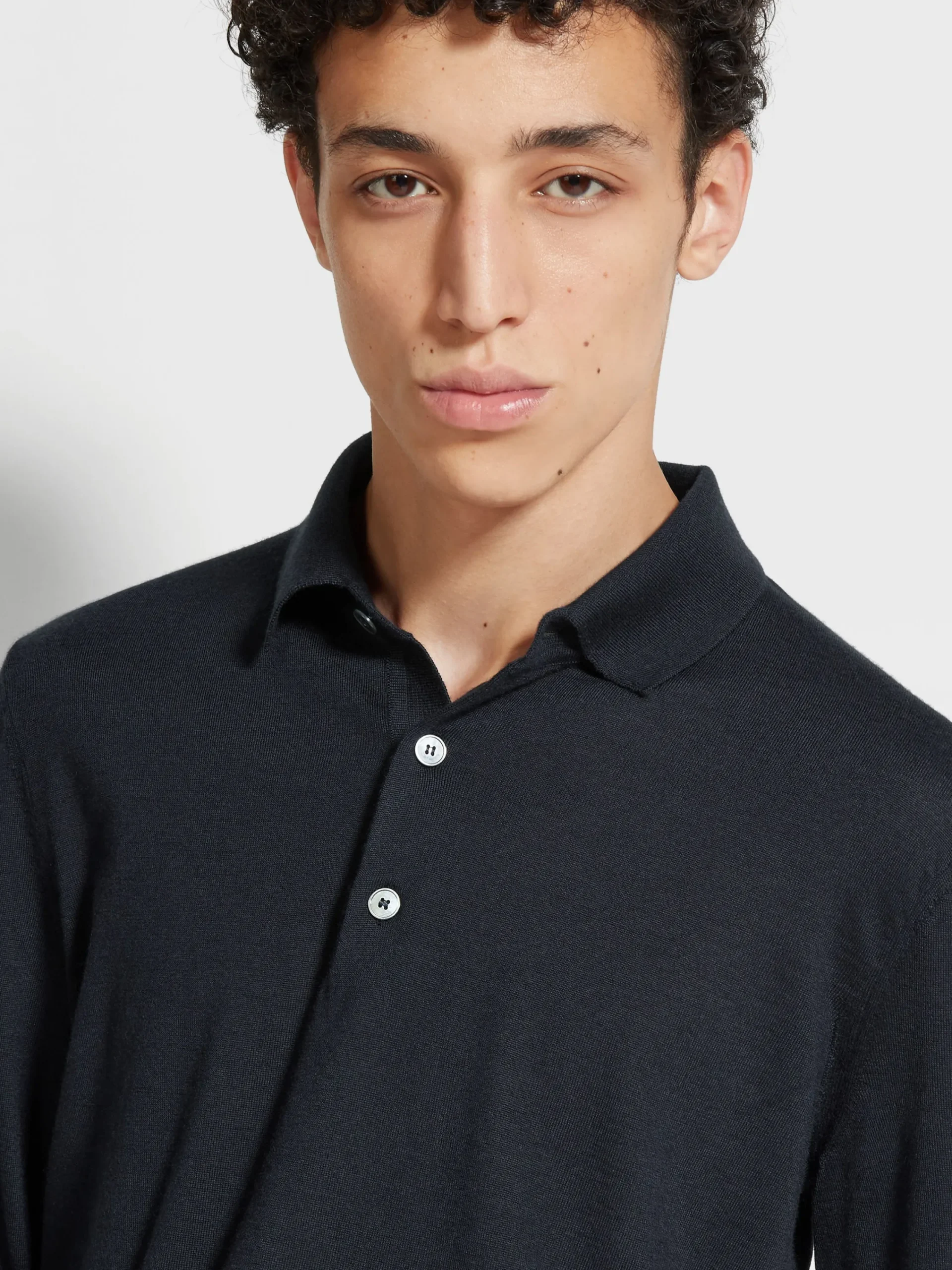 Sweaters>ZEGNA Navy Blue Mélange Cashseta Polo Shirt NavyBlueMélange