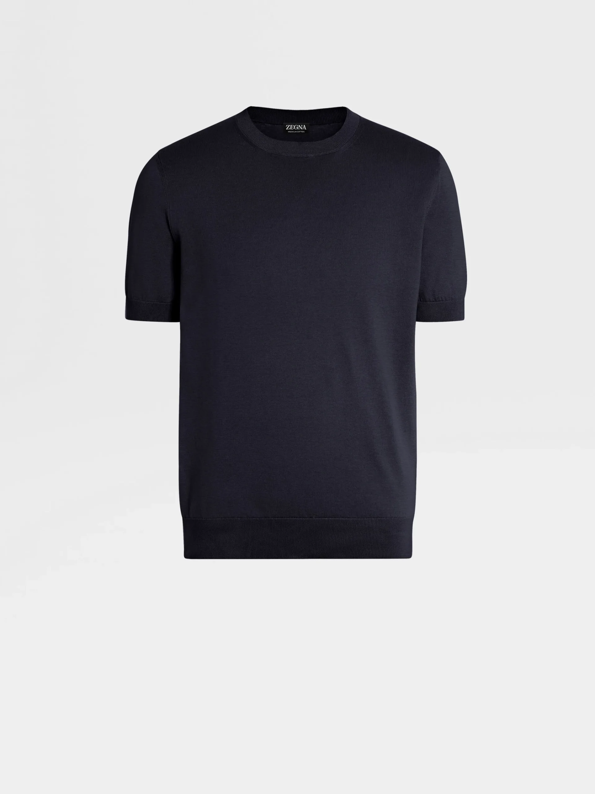T-Shirts|Sweaters>ZEGNA Navy Blue Premium Cotton T-shirt NavyBlue