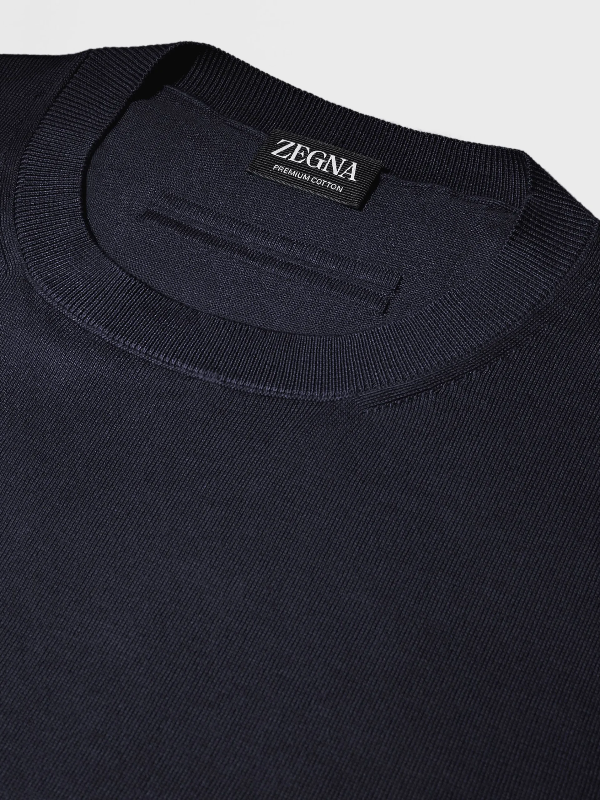 T-Shirts|Sweaters>ZEGNA Navy Blue Premium Cotton T-shirt NavyBlue