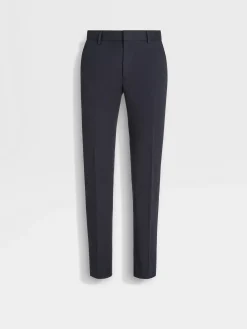 Pants>ZEGNA Navy Blue Stretch Cotton Pants NavyBlue