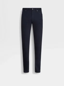 Jeans>ZEGNA Navy Blue Stretch Cotton Roccia Jeans NavyBlue