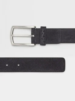 Belts>ZEGNA Navy Blue Suede Belt NavyBlue