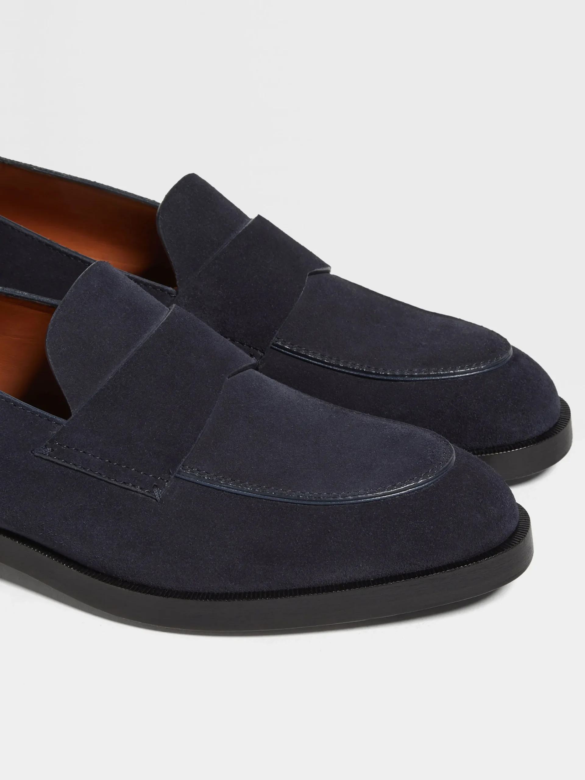 Loafers>ZEGNA Navy Blue Suede Torino Loafers NavyBlue