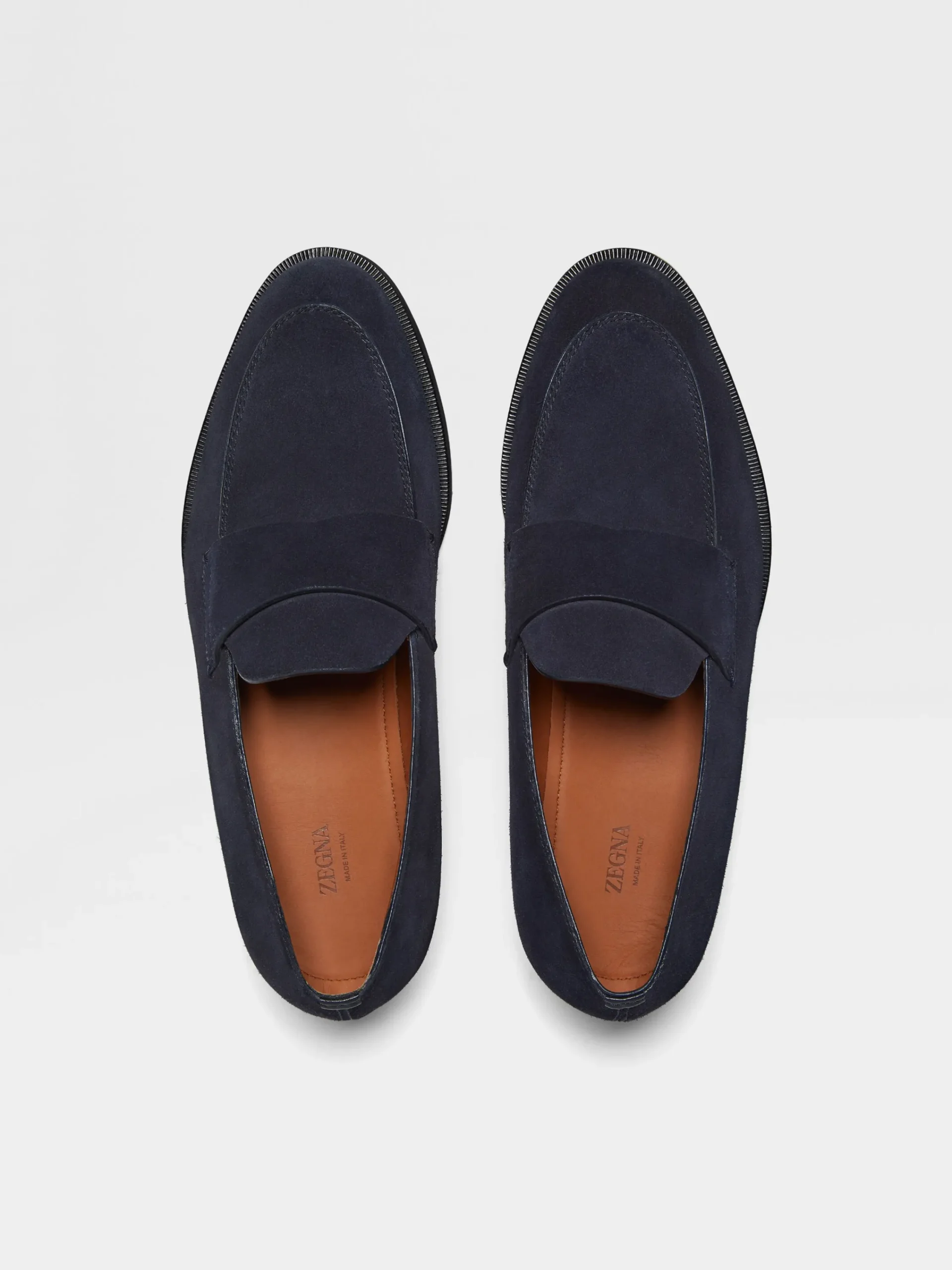 Loafers>ZEGNA Navy Blue Suede Torino Loafers NavyBlue